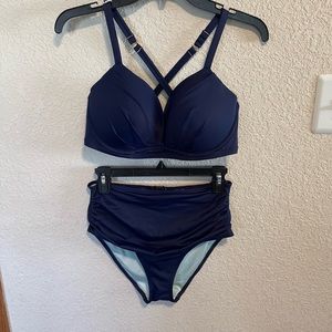 Victoria’s Secret- Navy Blue Push Up Bikini Marching Set, Size 34DD / Medium